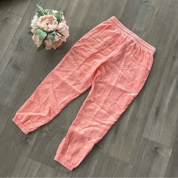 New Athleta Retreat Coral Pink Linen Jogger Pants - Picture 5 of 7
